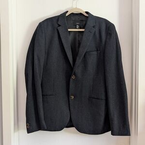 H&M Men’s Regular Fit Blazer Charcoal Fleck with Elbow Patches - 44R